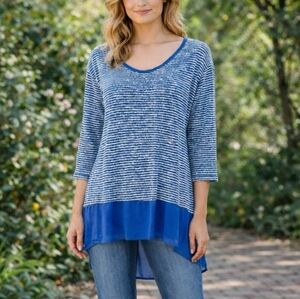 Hayden Los Angeles Layered Stripe Tunic Top – Blue & White Size Small NWT